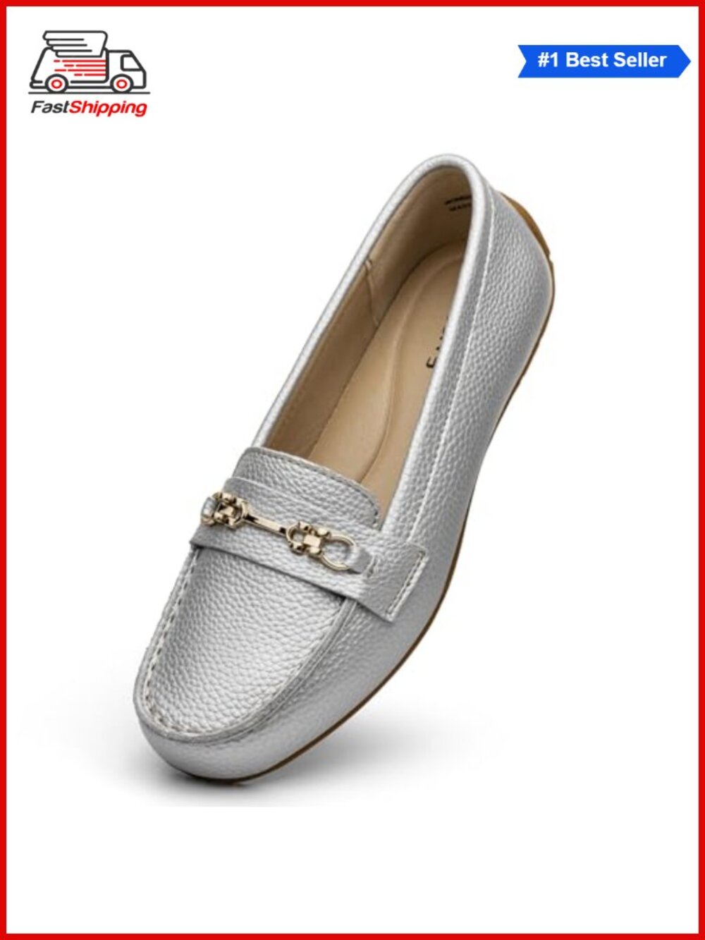 Comfort Leather Loafers Women Slip On Business Casual Dress Shoes Memory Foam